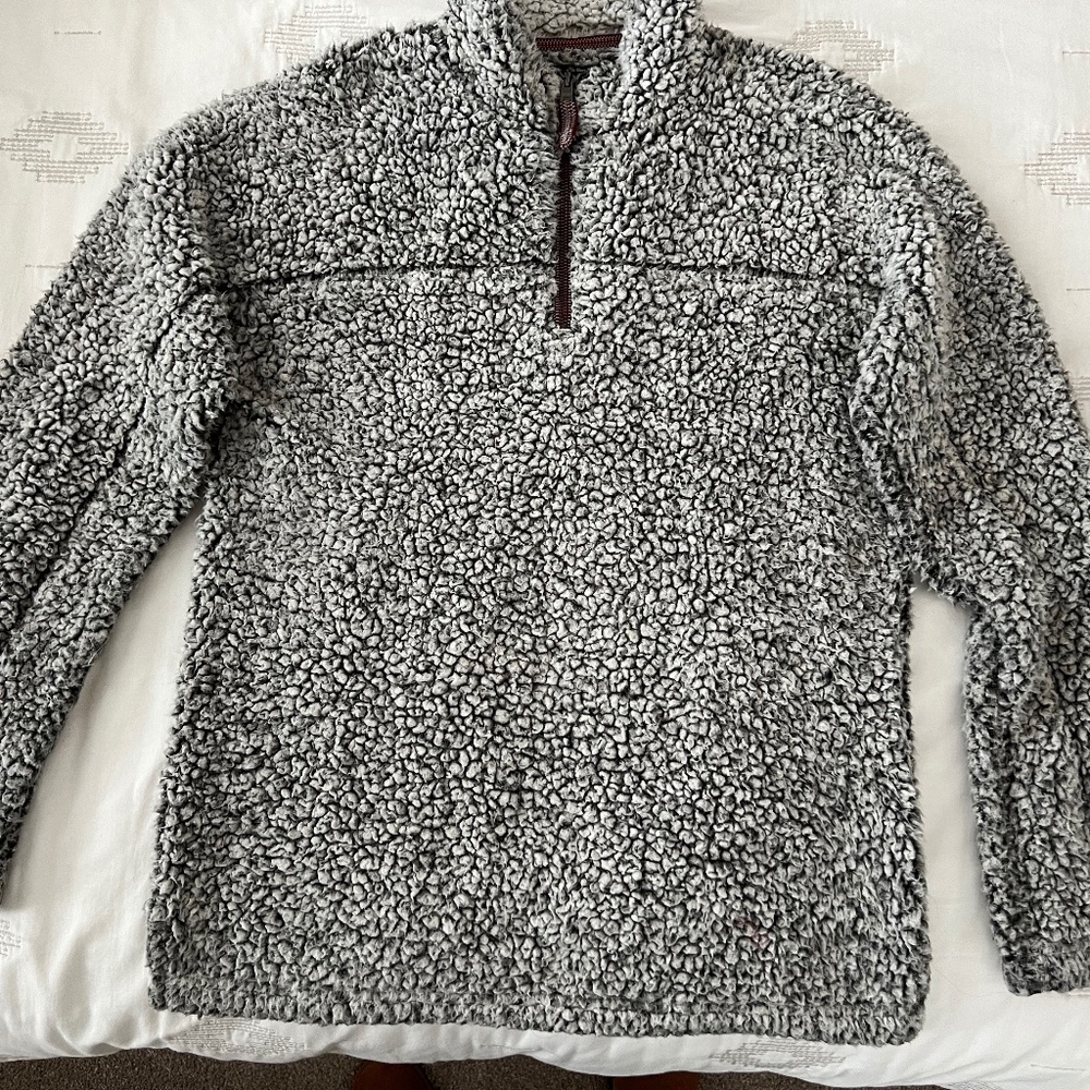 True Grit Sherpa 1/4 Zip Pullover in Gray Size S